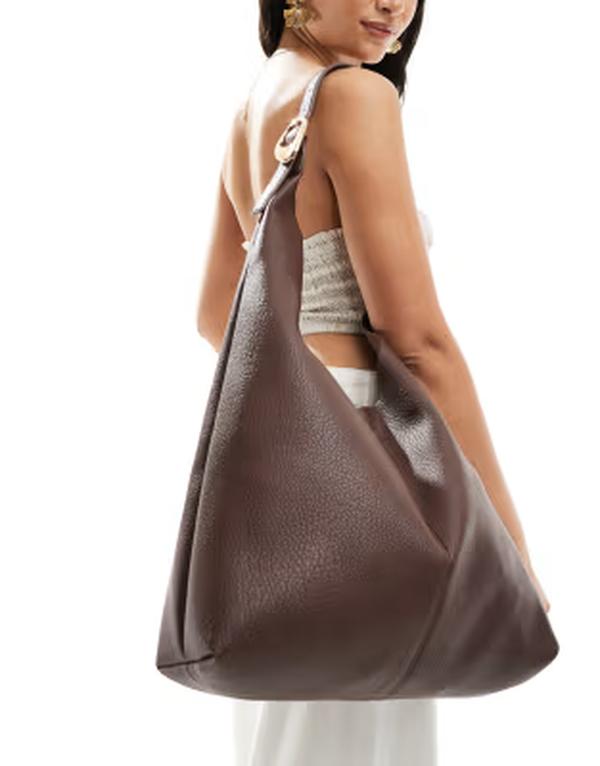 グラマラス レディース バッグ Glamorouslouchy shoulder tote bag with molten buckle detail Brown ブラウン|ReVida 店