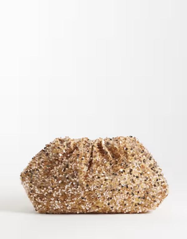トゥルーデカデンス レディース バッグ スパンコール True Decadencembellished sequin pillow clutch in golden bronze GOLD ASAMPLE ゴールド|ReVida 店