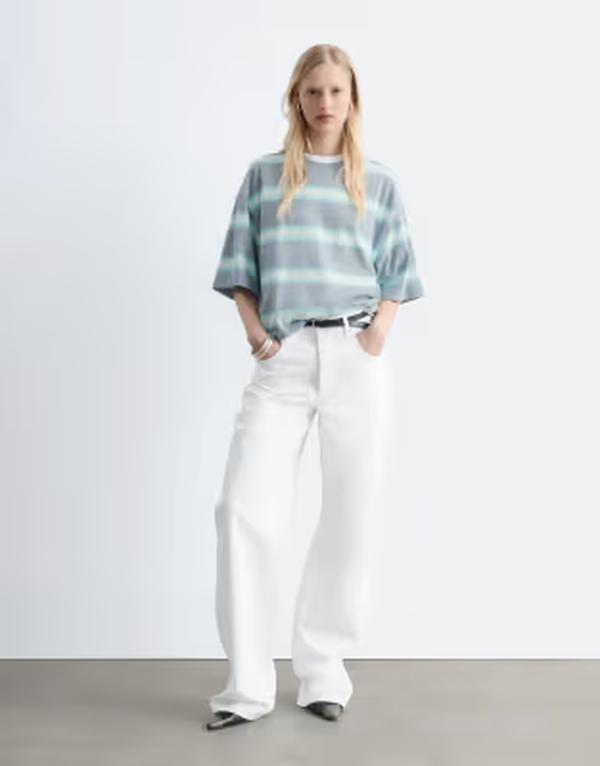 アンドアザーストーリーズ レディース トップス Tシャツ & Other Stories relaxed t-shirt in aqua stripes Aqua blue ブルー｜ReVida 店