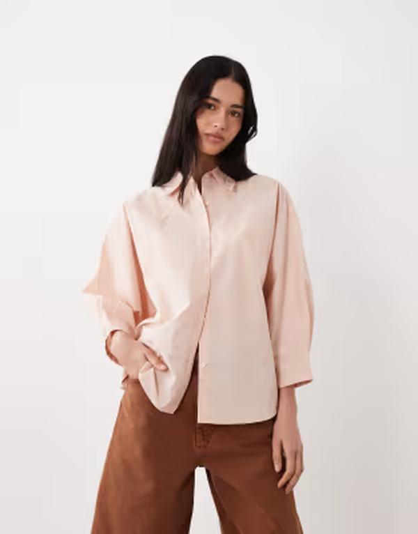 ボス オレンジ レディース トップス シャツ ブラウス BOSS Orange belenta relaxed-fit blouse with kimono-inspi red sleeves Light/pastel pink ピンク|ReVida 店