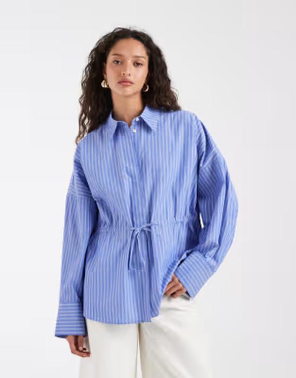 アンドアザーストーリーズ レディース トップス シャツ コットン & Other Stories cinch waist pure cotton shirt stripes BLUE ブルー｜ReVida 店 25,760円