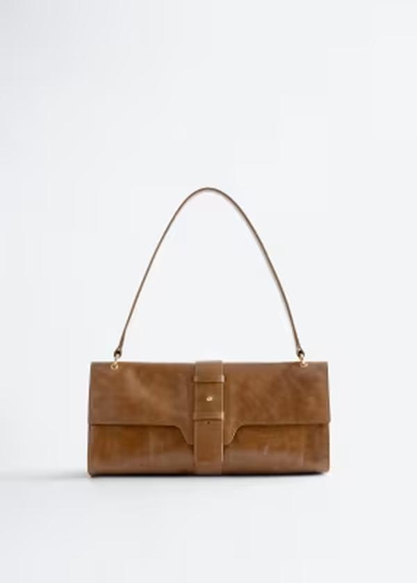 アンドアザーストーリーズ レディース バッグ スエード レザー & Other Stories pure suede cracked leather shoulder flap bag with gold hardware BROWN ブラウン｜ReVida 店