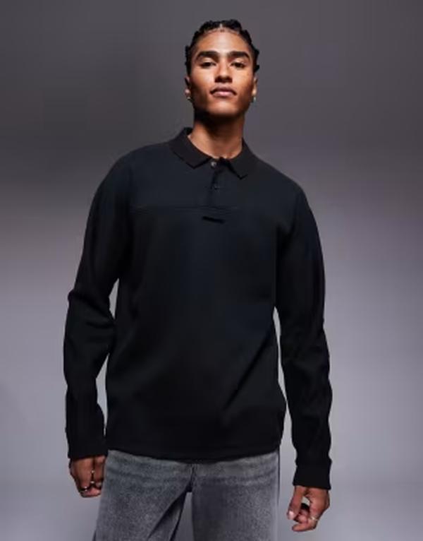 ボス オレンジ メンズ トップス シャツ リラックスフィット ロゴ Boss Orange relaxed fit centralogo heavyweight polo shirt Black ブラック|ReVida 店