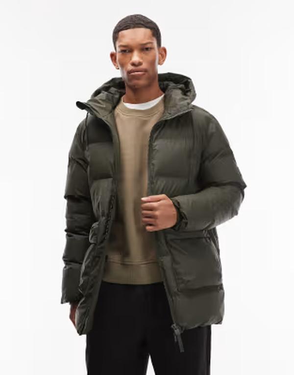 レインズ メンズ アウター ジャケット・ブルゾン Rains 15210 Alta waterproof long puffer cargo jacket in dark 03 green グリーン｜ReVida 店
