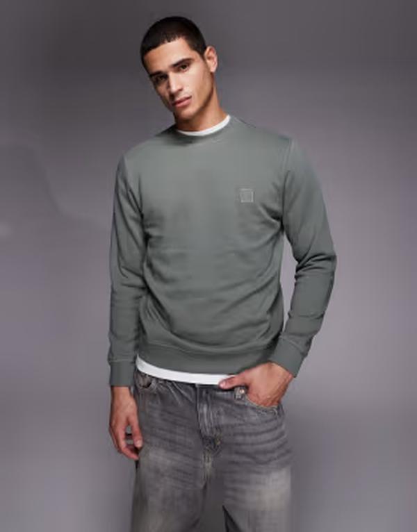ボス オレンジ メンズ アウター パーカー・スウェット シャツ ロゴ BOSS Orange westart small tonalogo sweatshirt Open grey グレー|ReVida 店