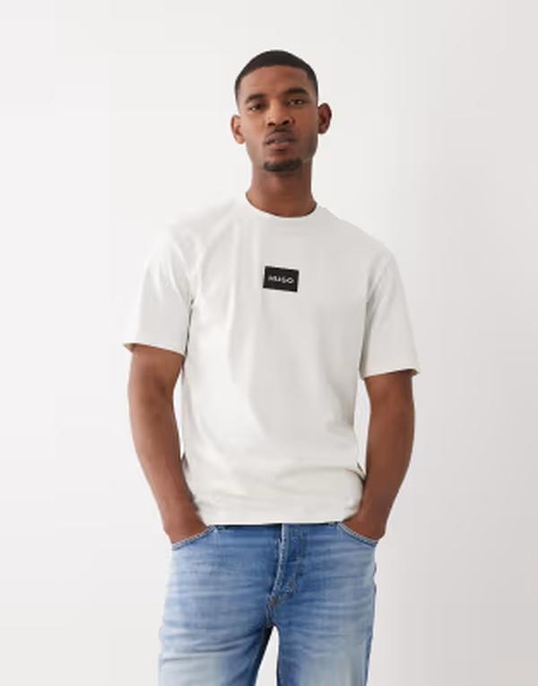 ヒューゴレッド メンズ トップス Tシャツ リラックスフィット ロゴ HUGO Red logo label relaxed fit-shirt WHITE ホワイト|ReVida 店
