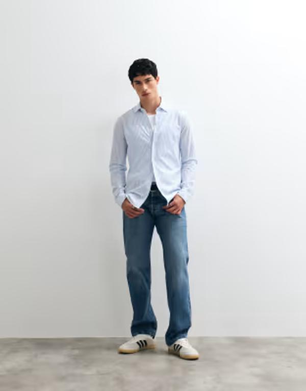 ボス オレンジ メンズ トップス シャツ スリムフィット BOSS Orange my soft slim fit shirt in light Open blue ブルー|ReVida 店