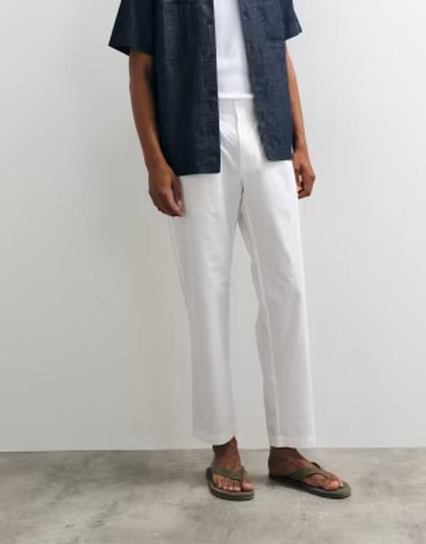 マンゴ メンズ ボトムス カジュアルパンツ Mango straight pants Off-white オフホワイト｜ReVida 店