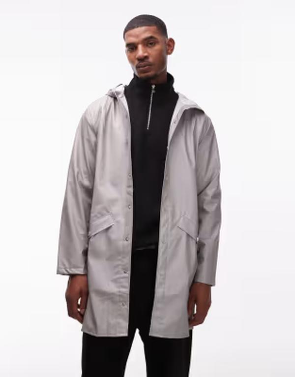 レインズ メンズ アウター ジャケット・ブルゾン フーデッドジャケットール Rains 12020 long waterproof hooded jacket in metallic メタリック｜ReVida 店