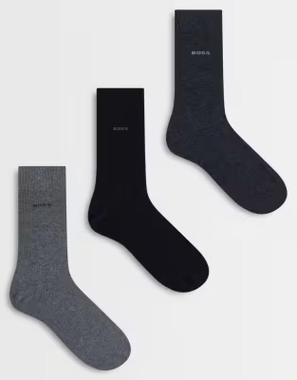 ボス オレンジ メンズ アンダーウェア 靴下 ロゴ BOSS Orange BOSS Bodywear 3-pack logo socks and Open miscellaneous ブラック｜ReVida 店 10,205円