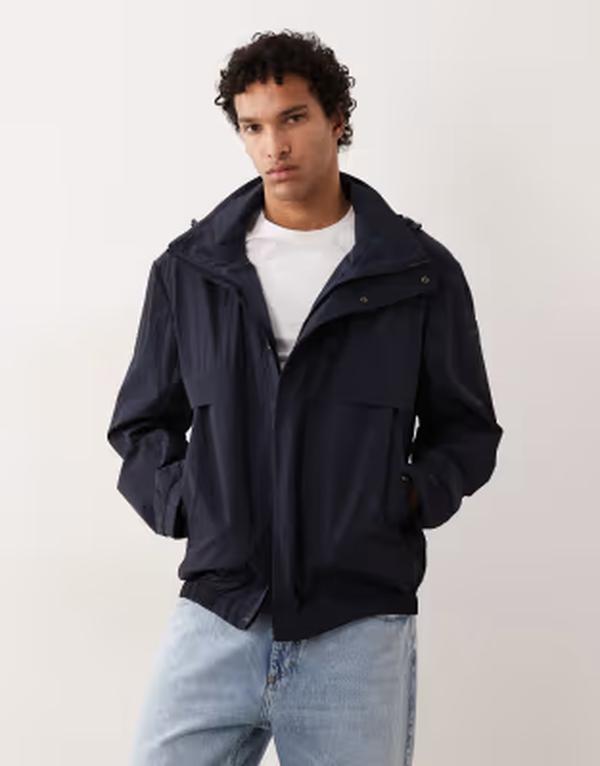 ボス オレンジ メンズ アウター ジャケット・ブルゾン BOSS Orange Hugo Boss windbreaker jacket in dark Blue ブルー｜ReVida 店