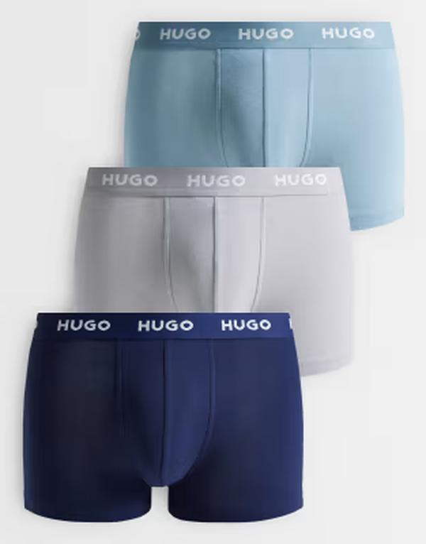 ヒューゴレッド メンズ アンダーウェア ボクサーパンツ ロゴ HUGO Red 3-pack logo waistband boxer briefs Open blue ブルー｜ReVida 店