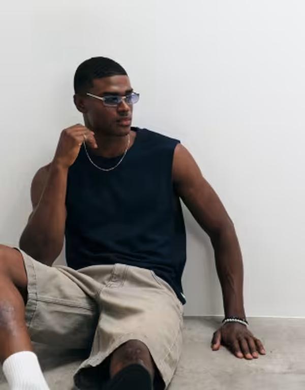 ジャック アンド ジョーンズ メンズ トップス ベスト リブ Jack & Jones textu red ribbed tank Sky captain ネイビー｜ReVida 店