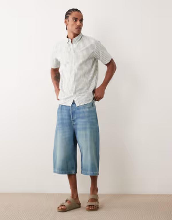 ジャック アンド ジョーンズ メンズ ボトムス ハーフパンツ・ショーツ Jack & Jonesuper baggy jorts in mid Blue Denim デニム｜ReVida 店