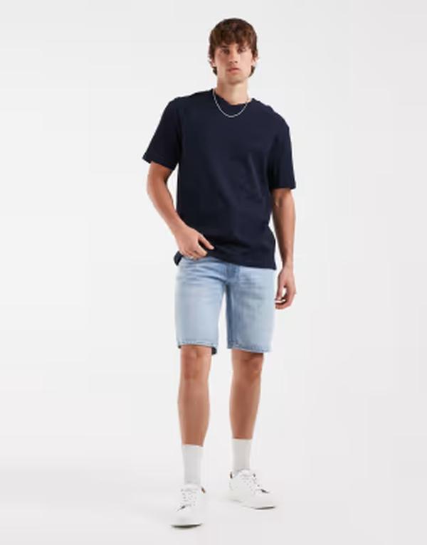 ブレンド メンズ ボトムス ハーフパンツ・ショーツ スリムフィット ショートパンツ デニム BLENDenim slim fit shorts in light wash LIGHT WASH BLUE ブルー|ReVida 店