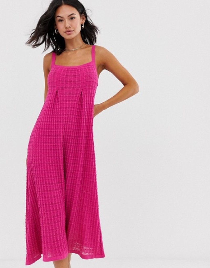 メール便なら送料無料 エイソス レディース ワンピース トップス Asos Design Pleat Detail Maxi Dress In Natural Look Yarn Pink 国際ブランド Peugeot Tuning Parts Co Uk