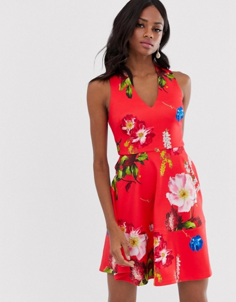 21年製 新品 ワンピース Skater Kinle Baker Ted トップス ワンピース レディース テッドベーカー Dress Red Print Sundae Berry In Arotel Mg