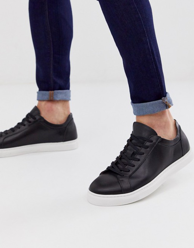 上品 Leather Homme Selected シューズ スニーカー メンズ セレクテッドオム Sneaker Black Black In Sole Contrast With 01 Bla Hamrahtrader Com