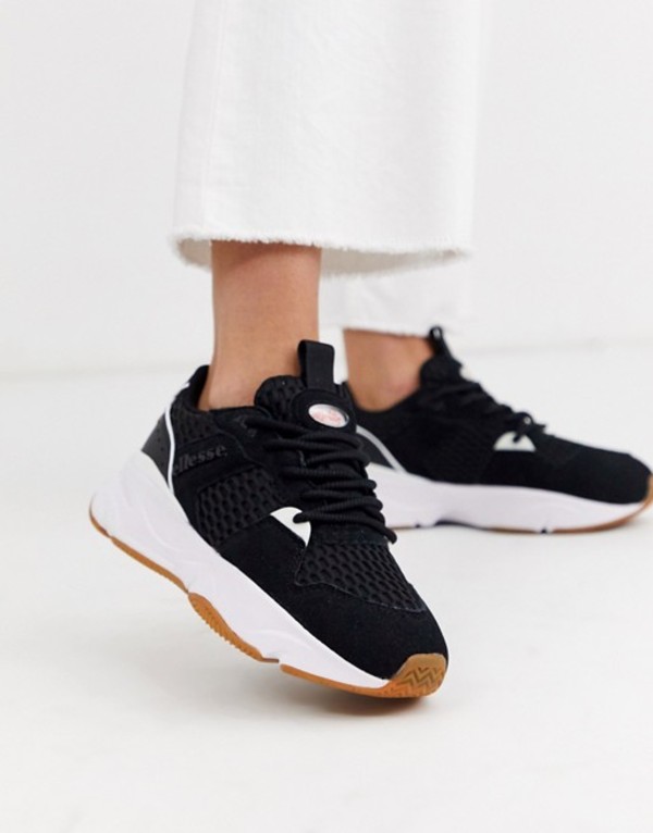 最新エルメス Sneakers Chunky Leather Aspio Ellesse シューズ スニーカー レディース エレッセ In Black Black 01 Bla Rashiastrologer Com