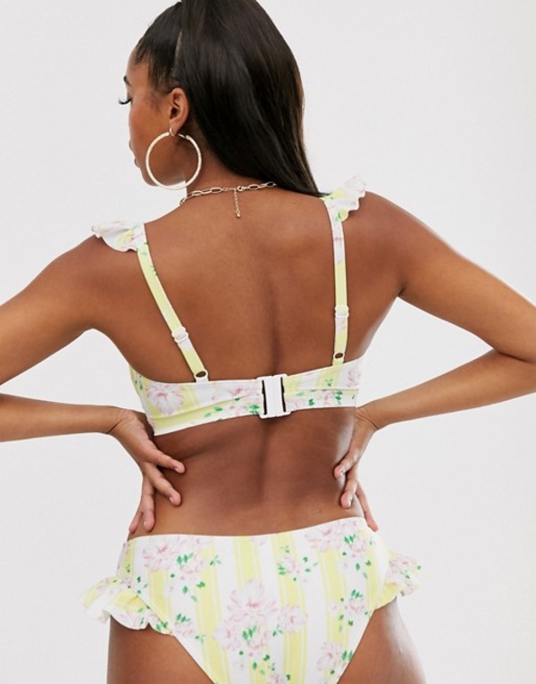 ピーク ボー レディース ボトムスのみ 水着 Peek Beau Eco Exclusive Floral Ruffle Stripe Hipster Bikini Bottom In Yellow White Multi Amedf Com Br