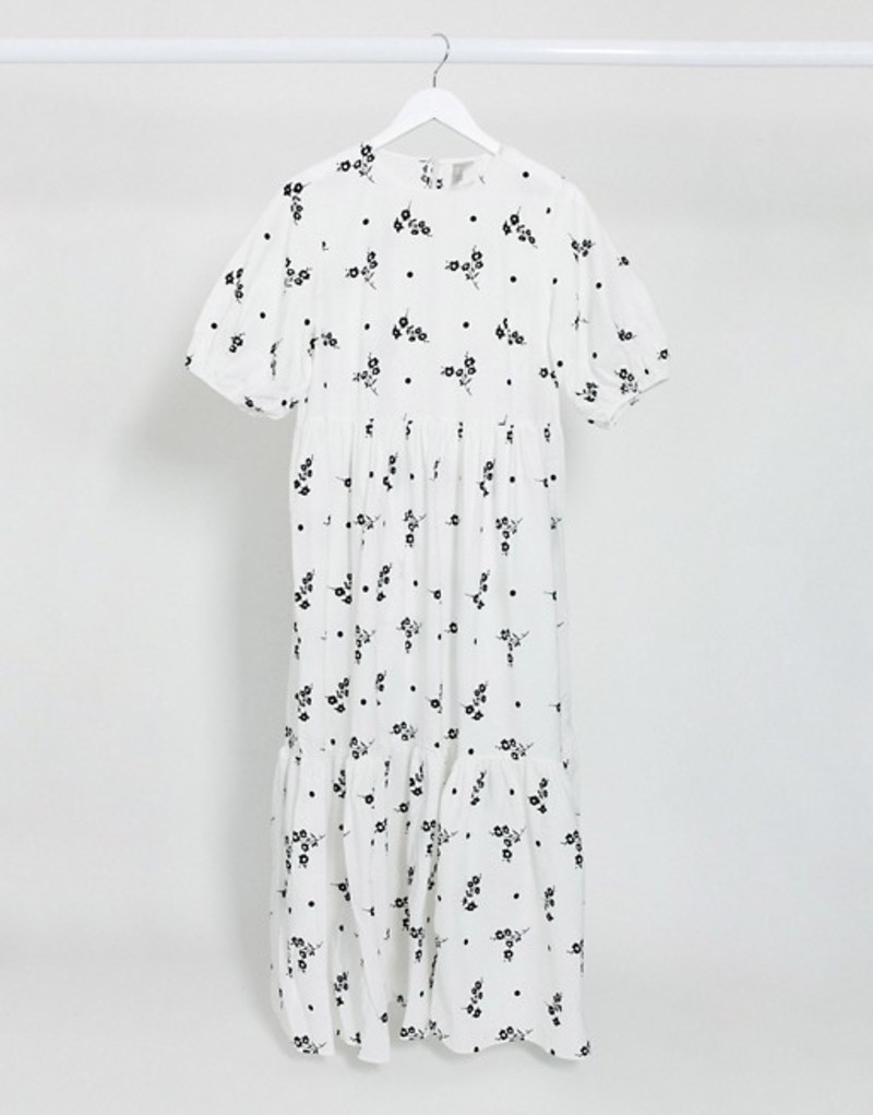 はこぽす対応商品 ワンピース Design Asos トップス ワンピース レディース エイソス Tiered Floral Mono Print Floral Mono In Dress Midi Smock Poplin Cotton Dgb Gov Bf