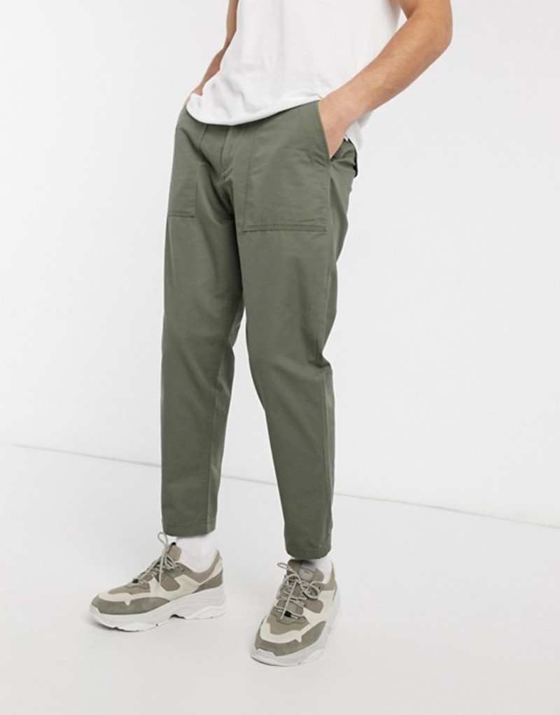 注目の セレクテッドオム メンズ カジュアルパンツ ボトムス Selected Homme Organic Cotton Loose Tapered Utility Pants In Khaki Beetle 開店祝い Mitra Investindo Com