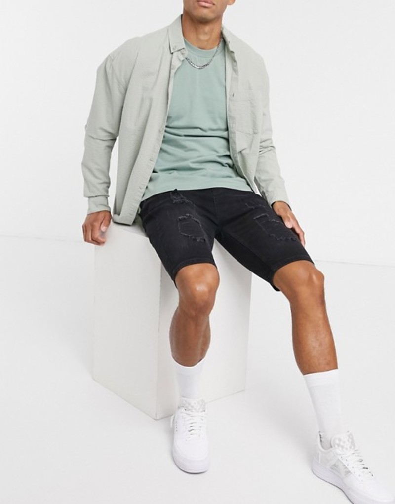 無料配達 Skinny Distressed Siksilk ボトムス ハーフパンツ ショーツ メンズ シックシルク Shorts Black Black In 01 Bla Www Pereirabrito Com Br