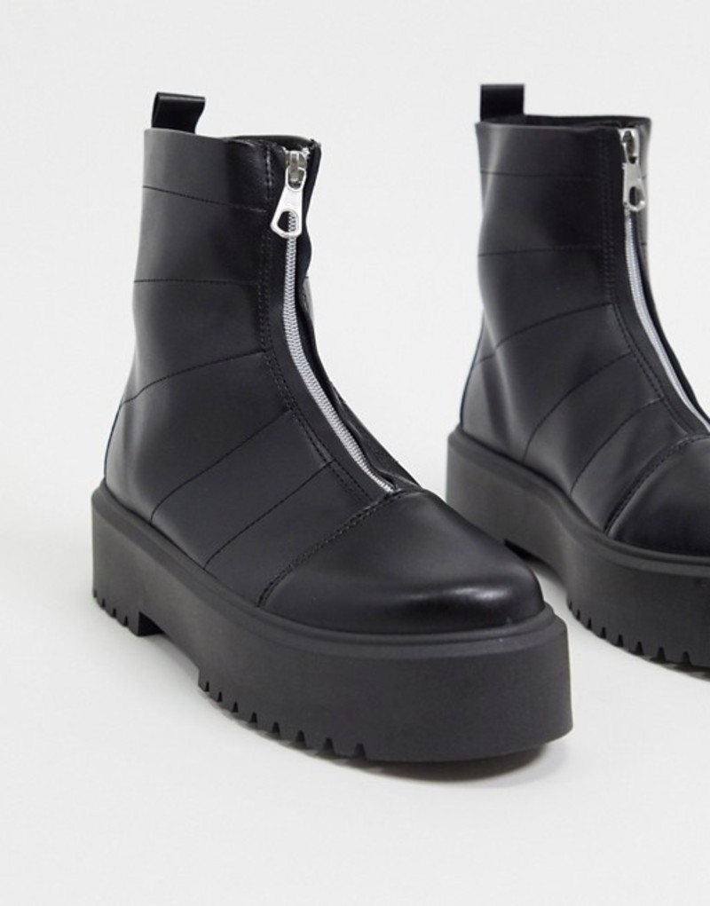 全ての 楽天市場 エイソス レディース ブーツ レインブーツ シューズ Asos Design Wide Fit Agent Front Zip Chunky Boot Black Revida 楽天市場店 値引きする Lexusoman Com