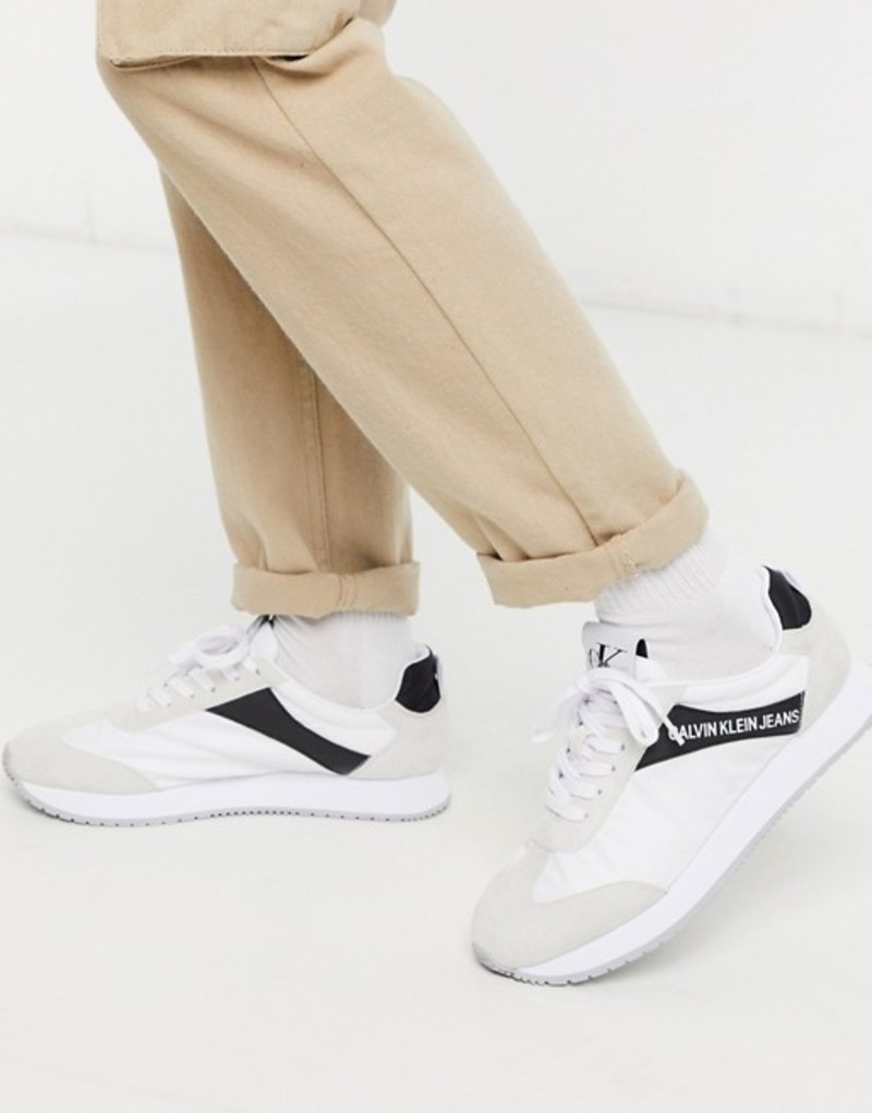 100 本物保証 楽天市場 カルバンクライン メンズ スニーカー シューズ Calvin Klein Jerrold In White With Black Trim White Revida 楽天市場店 安い Www Eduka Rs
