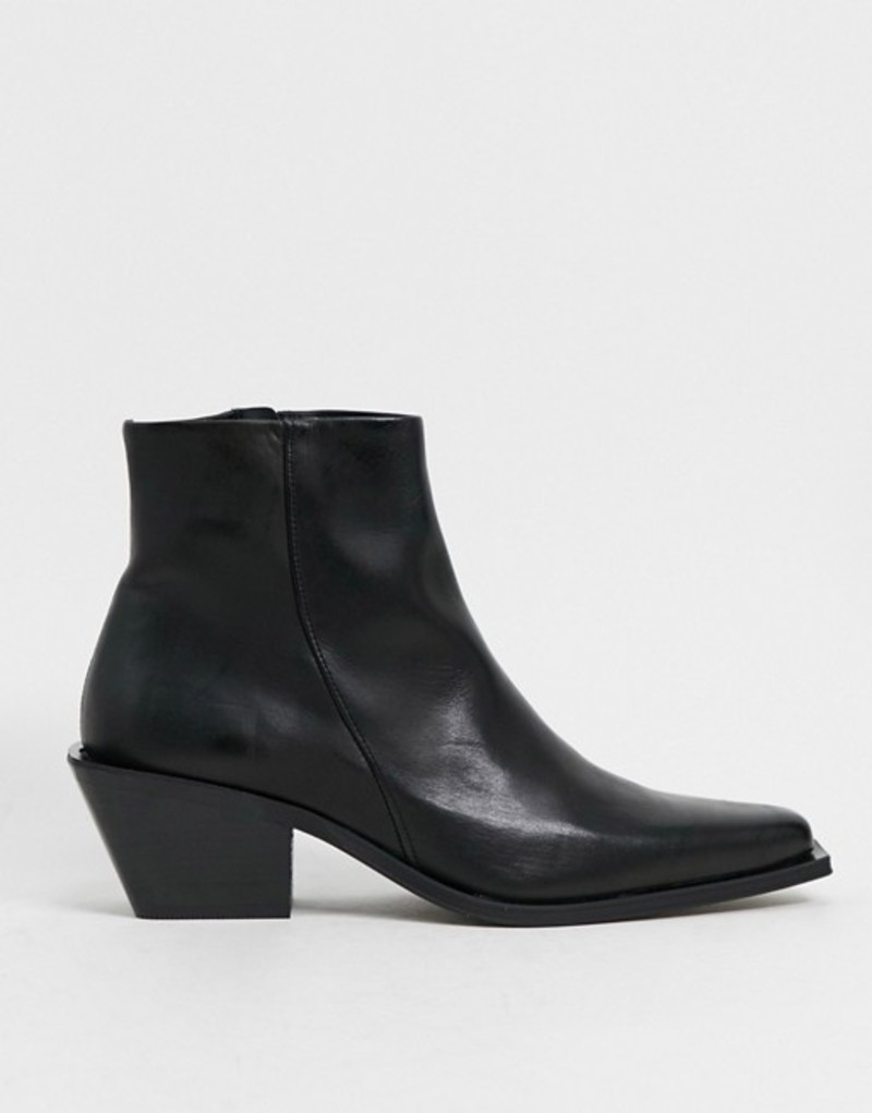 季節のおすすめ商品 エイソス メンズ ブーツ レインブーツ シューズ Asos Design Stacked Heel Western Chelsea Boot In Black Leather With Angular Sole Black Revida 店 定番のお歳暮 冬ギフト Www Bronze Qa