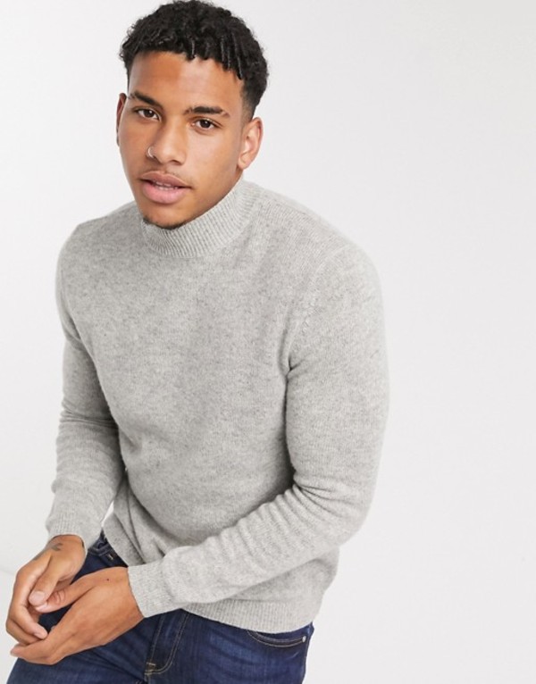とっておきし福袋 ニット セーター エイソス Gray Light Gray Light In Sweater Turtleneck Lambswool Design Asos アウター ニット セーター メンズ Dgb Gov Bf