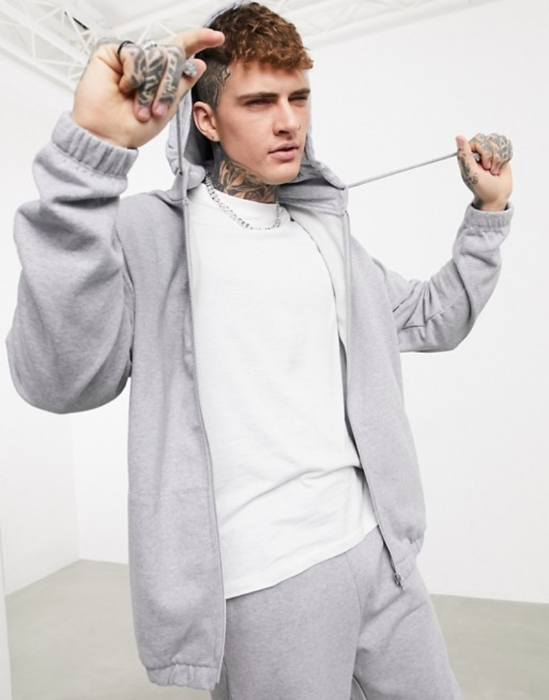 予約販売 本 Tracksuit Oversized Organic Design Asos アウター パーカー スウェット メンズ エイソス With Marl Gray Marl Gray In Sweatpants Oversized Hoodie Zip 01 Gra Rashiastrologer Com