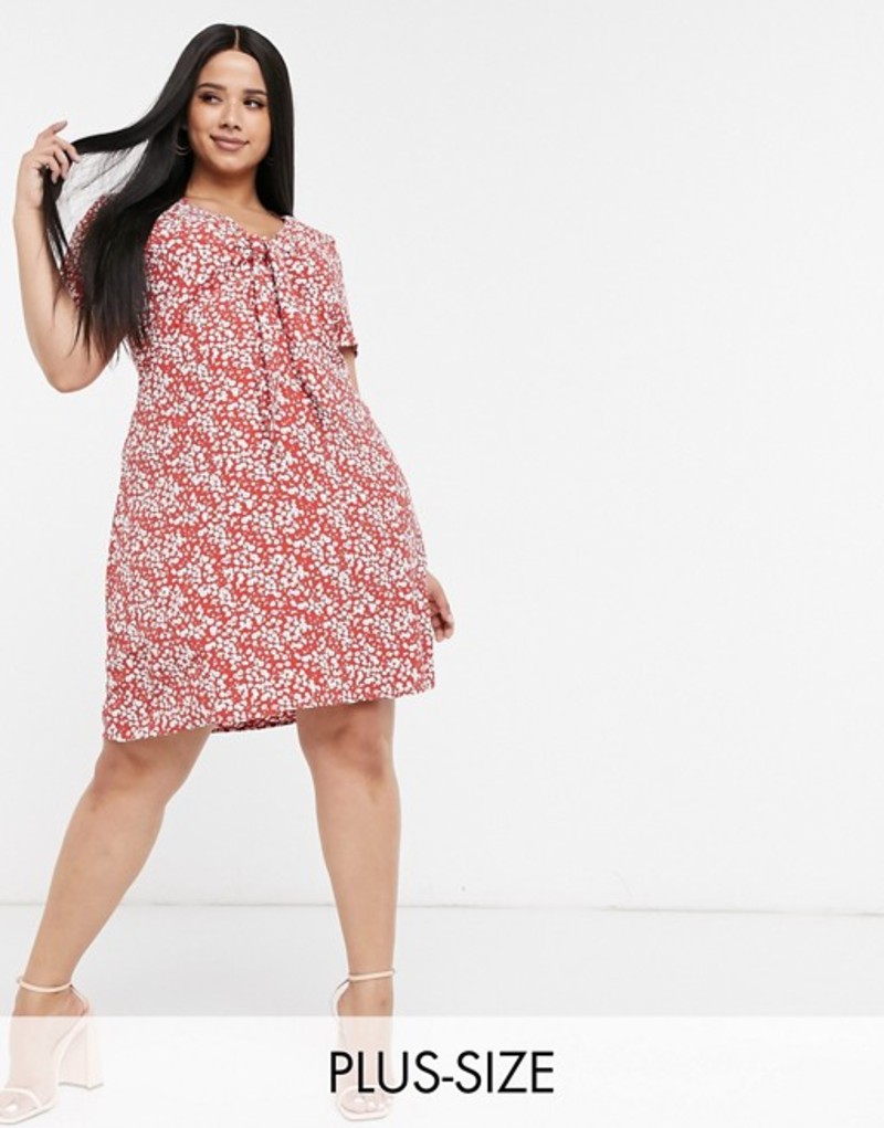 即日発送 レディース グラマラス ワンピース Red Floral Red Vintage In Dress Tea Front Tie Curve Glamorous トップス 01 Red Spmau Ac In