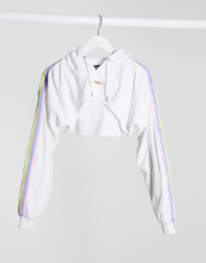 50 Off Hoodie Cropped Ellesse アウター パーカー スウェット レディース エレッセ In White Taping Rainbow With Velvet 01 Whi Quintalafrancisca Com