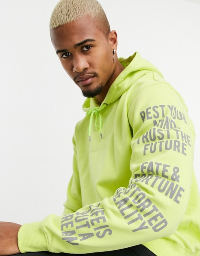 日本最大の Hoodie Guess アウター パーカー スウェット メンズ ゲス In Multi Yellow Caution Logo Chest Small With Yellow Neon 01 Cau Irelso Ir