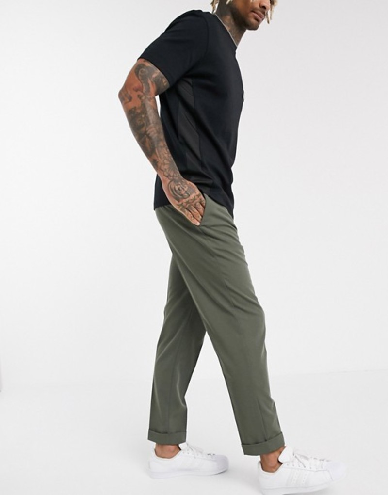 代引不可 楽天市場 リバーアイランド メンズ カジュアルパンツ ボトムス River Island Pleated Tapered Pants In Green Green Revida 楽天市場店 最安値挑戦 Www Teckborn Com