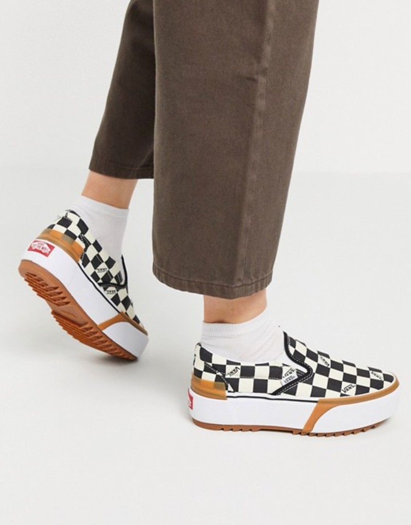 おすすめ バンズ Blackwhite Checkerboard In Sneaker Stacked On Slip Ua Vans シューズ スニーカー レディース 01 Bla Rashiastrologer Com