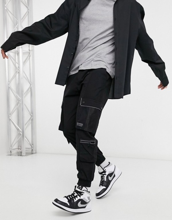ワンピなど最旬ア In Pants Cargo Utility Bershka ボトムス カジュアルパンツ メンズ ベルシュカ Black Black Piping Reflective With 01 Bla Quintalafrancisca Com