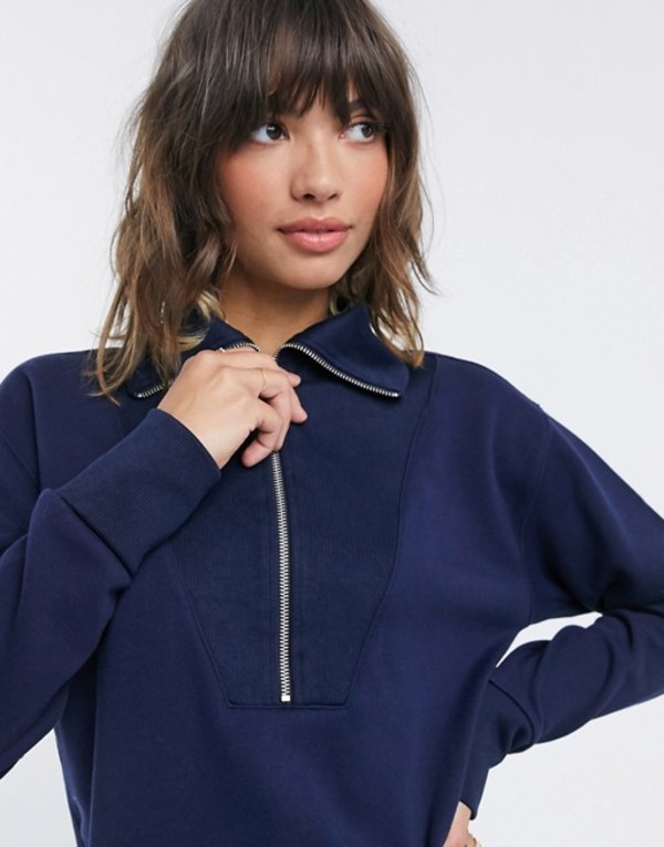 宅送 ガント レディース ワンピース トップス Gant Sweatshirt Dress With Half Zip In Navy Evening Blue 即納最大半額 Alfalamanki Com