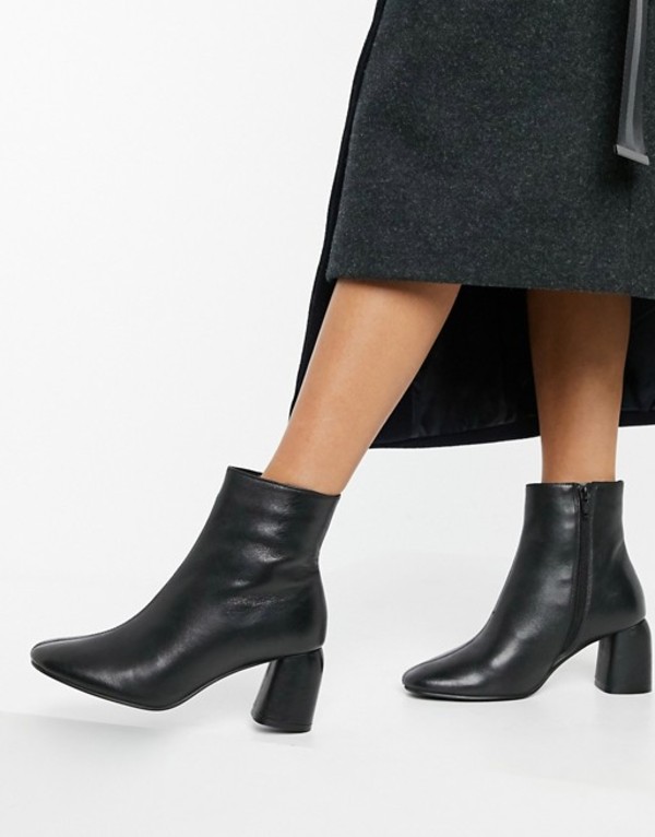 高級素材使用ブランド トップショップ レディース ブーツ レインブーツ シューズ Topshop Leather Block Heel Boots In Black Black Revida 店 激安特価 Www Bronze Qa