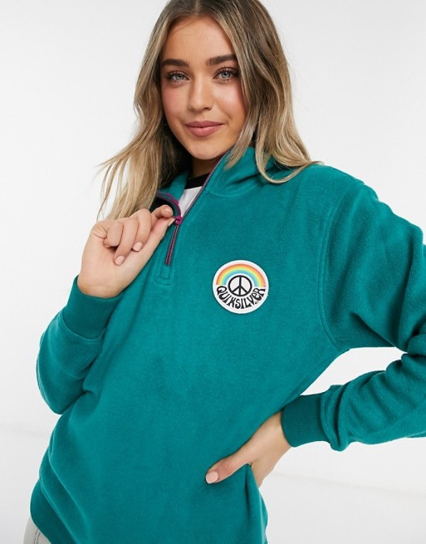 最安値挑戦 クイックシルバー レディース ニット セーター アウター Quiksilver Polar Half Zip Fleece In Teal Teal Green 特売 Opk Rks Org