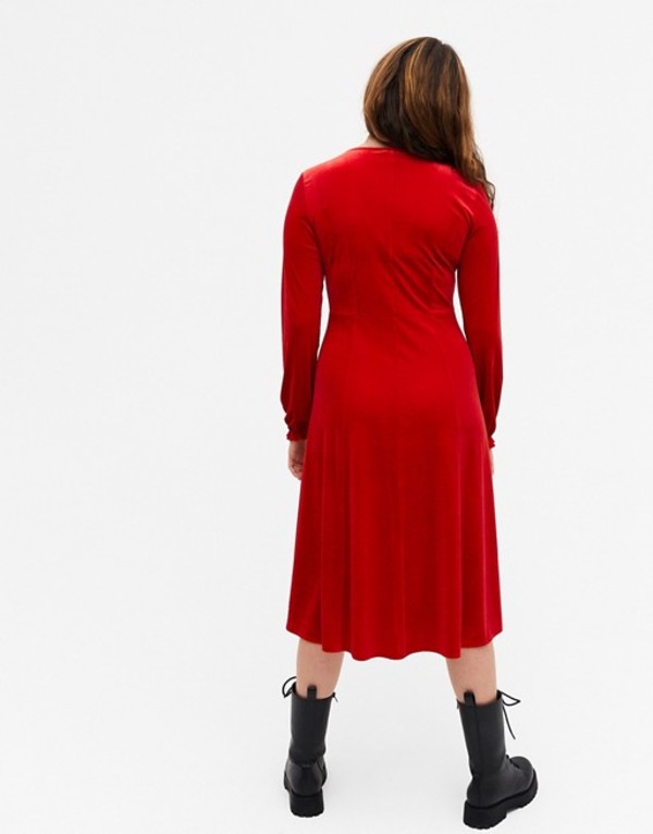 海外輸入 楽天市場 モンキ レディース ワンピース トップス Monki Louisa Long Sleeve Velvet Midi Dress In Red Red Revida 楽天市場店 値引 Danielagregis It