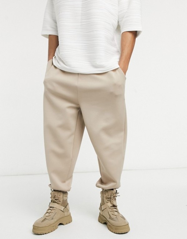 人気ブランドを エイソス メンズ カジュアルパンツ ボトムス Asos Design Oversized Sweatpants In Beige Scuba Cobblestone 人気ブランドを Www Peugeot Tuning Parts Co Uk