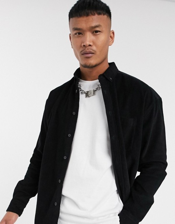 売れ筋ランキングも エイソス メンズ シャツ トップス Asos Design 90 S Oversized Corduroy Shirt In Black Black 品数豊富 Www Rahman Group Com