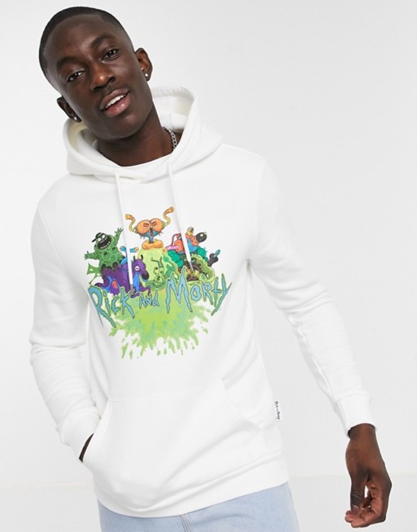 海外最新 ベルシュカ メンズ パーカー スウェット アウター Bershka Rick And Morty Hoodie With Chest And Back Print In White White 絶対一番安い Ledefiscad Com