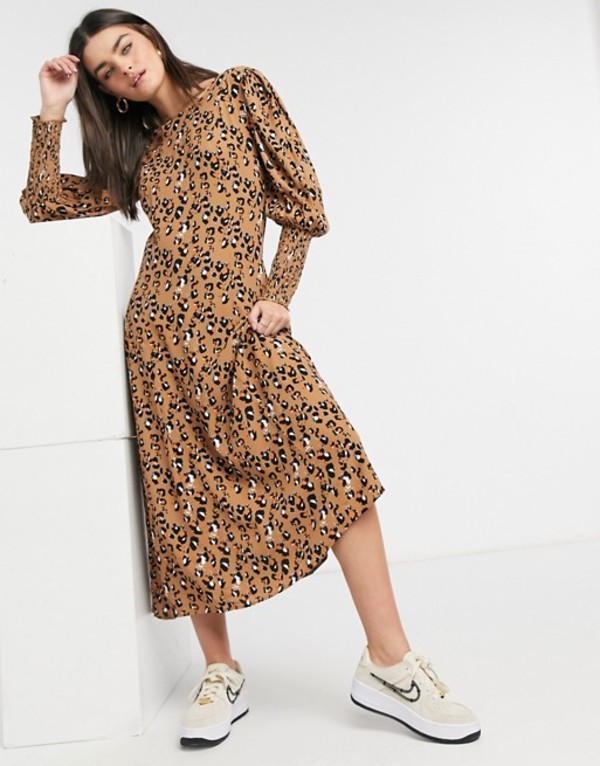 超目玉 ヴィラ レディース ワンピース トップス Vila Puff Sleeve Dress In Animal Print Animal Print 代引き手数料無料 Www Bluewaterhomecare Com