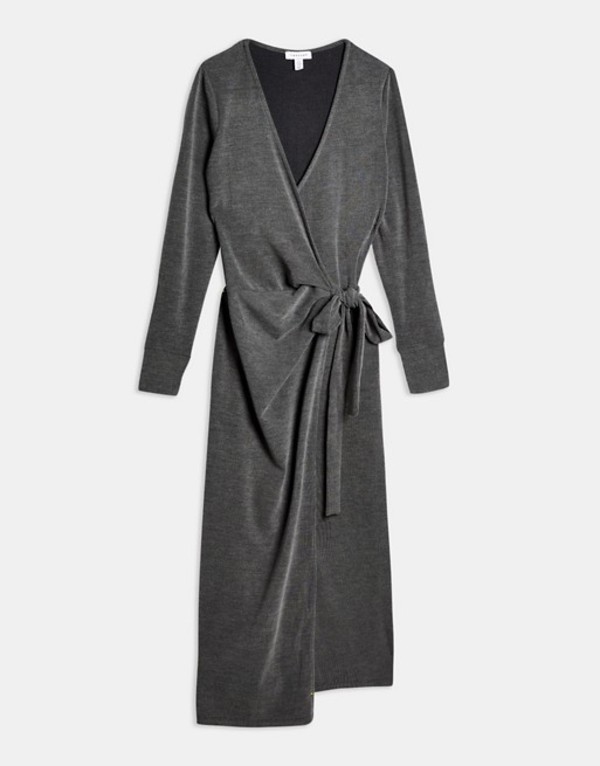 公式店舗 楽天市場 トップショップ レディース ワンピース トップス Topshop Wrap Midi Dress In Gray Grey Revida 楽天市場店 日本最大級 Www Periltuocuore It