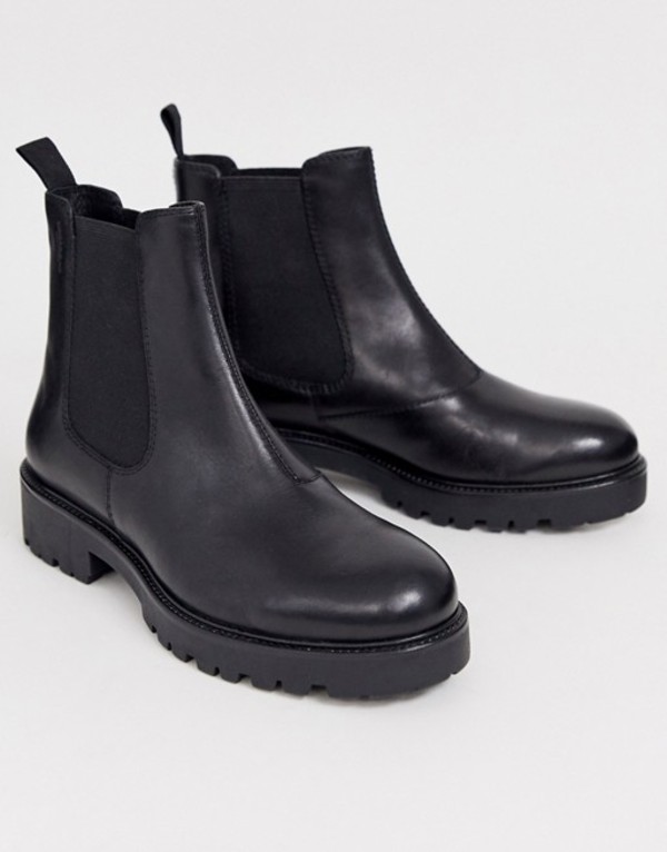 格安 バガボンド レディース ブーツ レインブーツ シューズ Vagabond Kenova Black Leather Chunky Flat Ankle Boots Black Nubuck Revida 店 柔らかい Cataractresearch Org