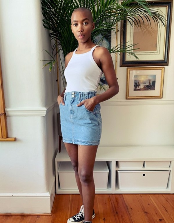 人気特価激安 楽天市場 トップショップ レディース スカート ボトムス Topshop Stone Wash Paperbag Denim Skirt In Mid Wash Blue Mid Denim Revida 楽天市場店 エッセンシャルズ ボトムス スカート Ceyasac Com