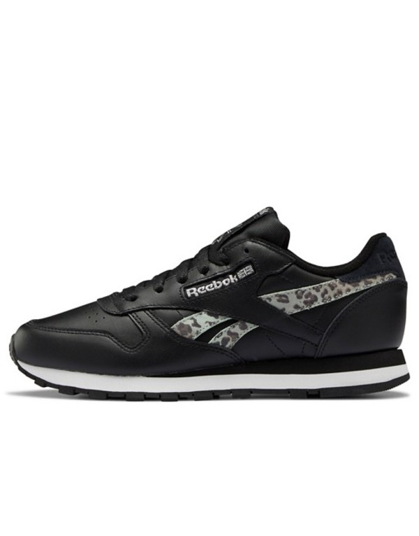 最新人気 リーボック レディース スニーカー シューズ Reebok Classic Leather Sneakers In Black With Leopard Print Detailing Black 数量は多 Huevosjcompany Com